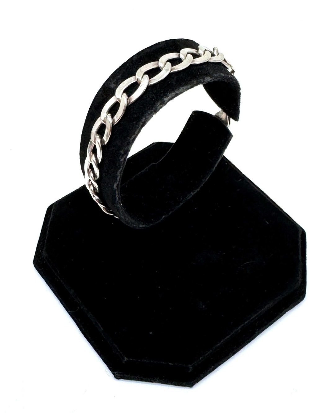 Sterling Silver Flat Curb Link Chain Bracelet 7”